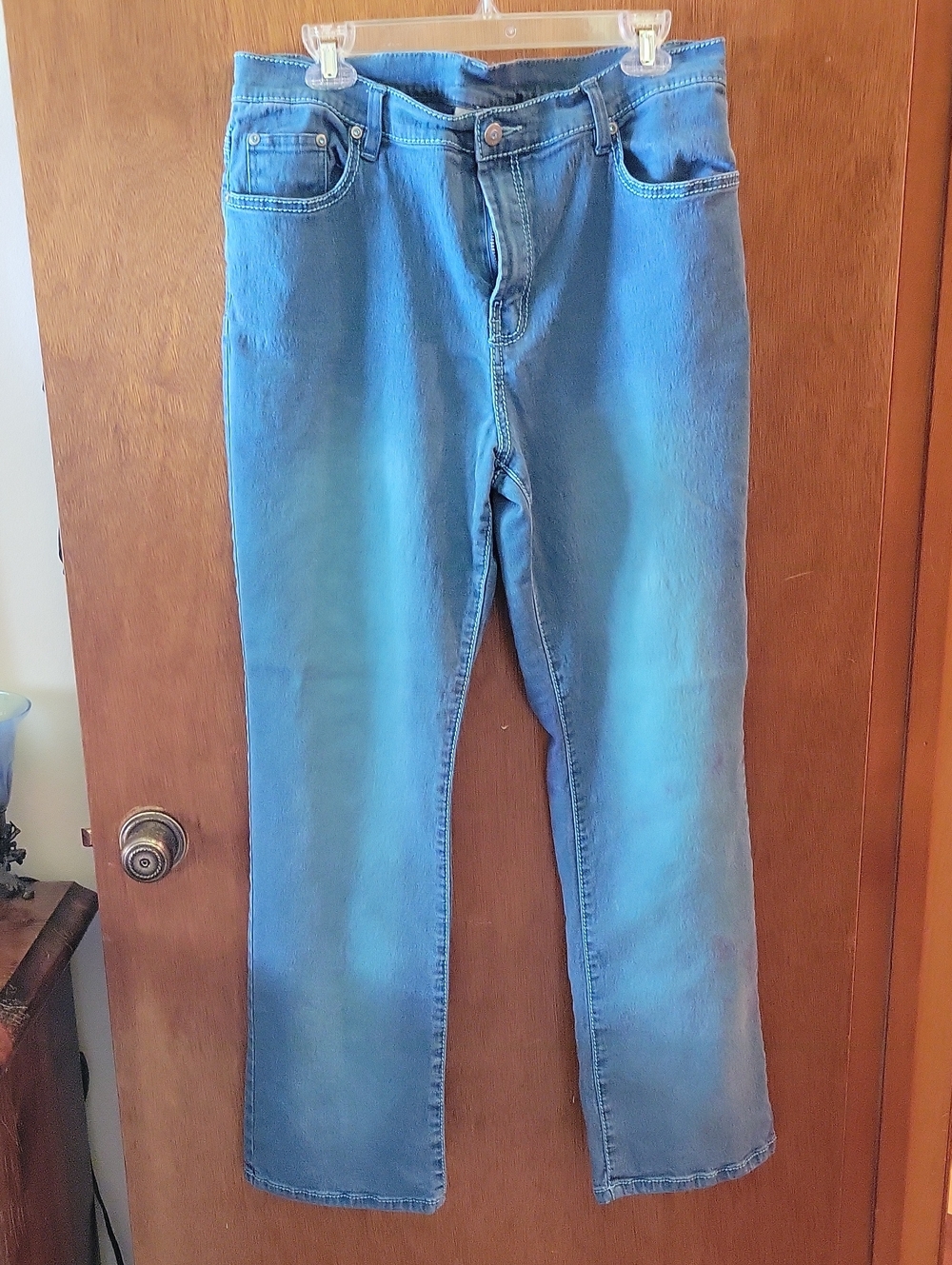 Diane Gilman Light Teal Blue Straight-Leg Jeans